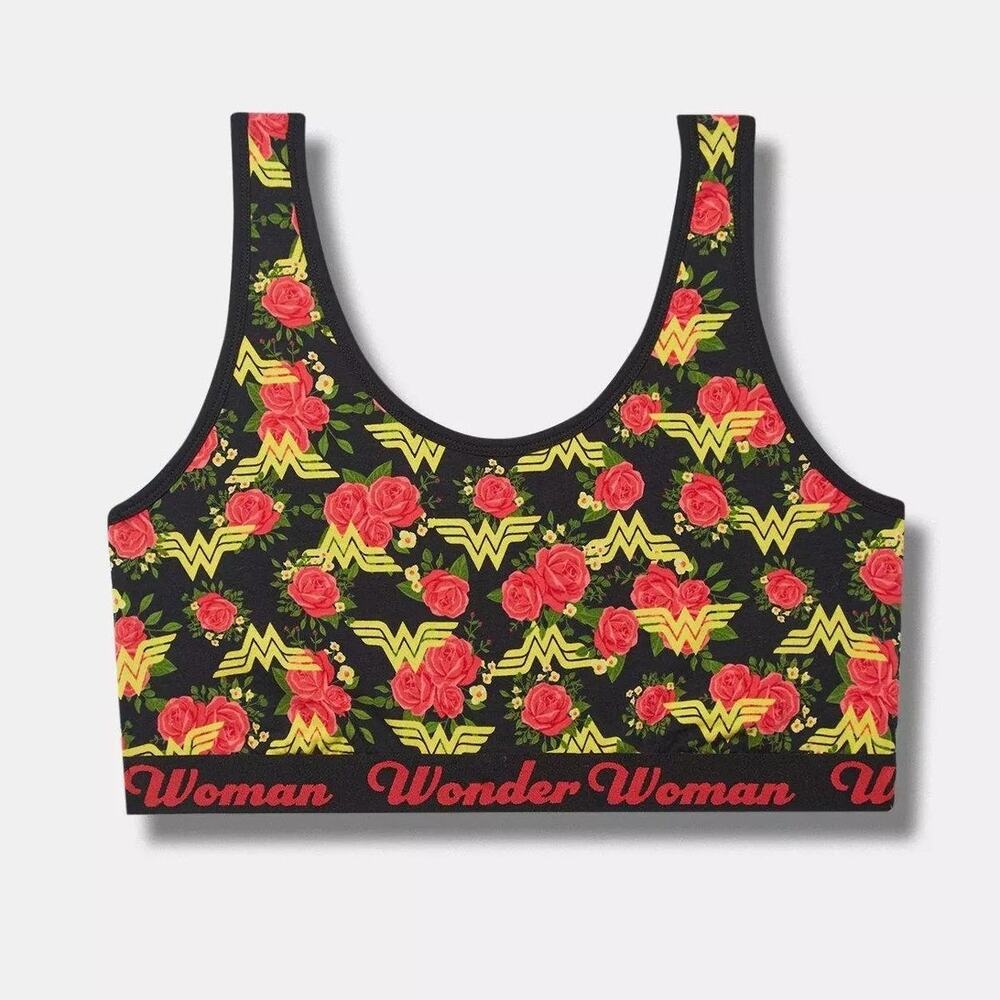 Torrid Plus Size 1 Wonder‎ Woman DC Comics Cotton Scoop Neck Bralette Bra 1X